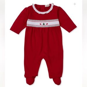 Kissy Kissy CLB Holiday Medley 25 Christmas Tree Hand Smocked Footie